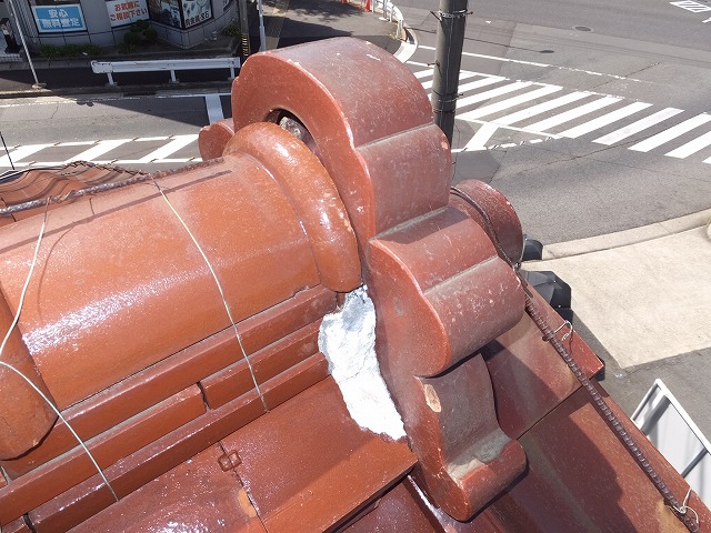 鬼巻き漆喰も剥離